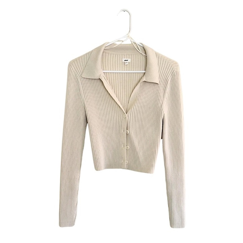 Aerie Cream Ribbed Knit Cardigan